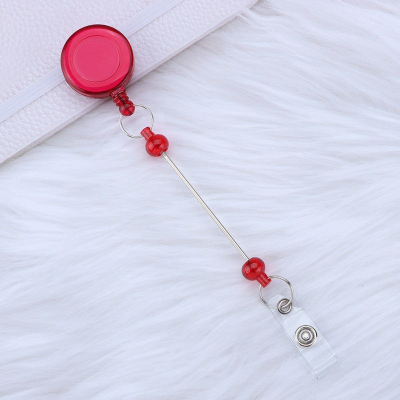 Wholesale Beadable Badge Reels Identification Easy To Pull Buckle DIY Beaded Plastic Keychain